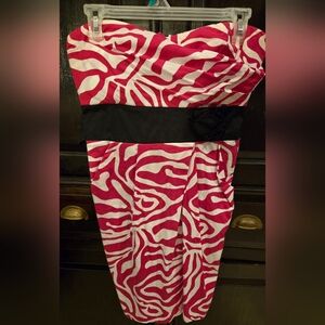 Speechless Strapless Dress with Pink and White Zebra Print